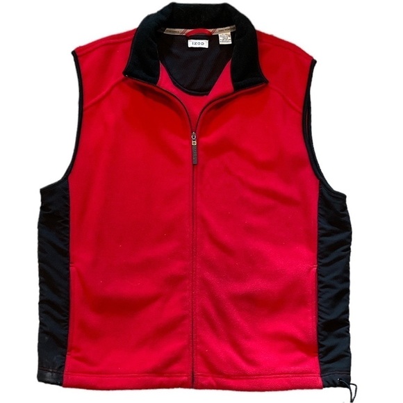 Izod Perform-X Size XL Red & Black Zip-Up Fleece Vest - Picture 1 of 3